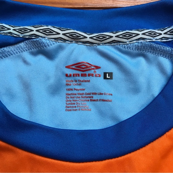 Umbro Orange Blue Ling Sleeve Goalie Soccer Top, EUC, L - Picture 2 of 11